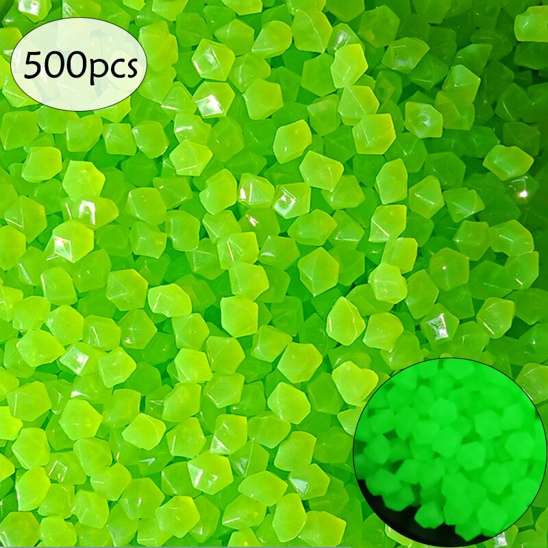 200/300/500Pcs Decorative Pebbles Garden Decor Outdoor Luminous Pebbles Garden Lawn Yard Walkway Stones Glow In The Dark Pebbles: Green B 500pcs