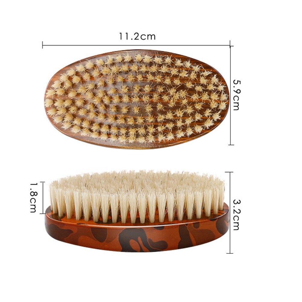 1Pcs Man Baard Borstel Varkenshaar Scheerkwast Gezichtshaar Snor Reinigingsborstel Beuken Houten Kam Mannen wave Haar Borstel