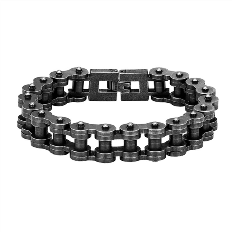 Vintage Armbänder Männer Edelstahl Motorrad Kette Biker Zubehör Schwarz Einfache schnalle Armband Charme Männlichen Schmuck: 23cm