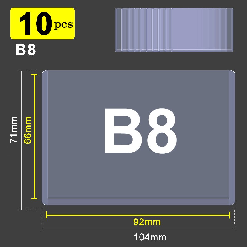 Pochette pour carte postale B8, petite pochette rigide de protection en Pvc, pochette rigide transparente pour cartes, fichiers A7, A6, A5, A4, B7, B6: B8 10pcs Horizontal