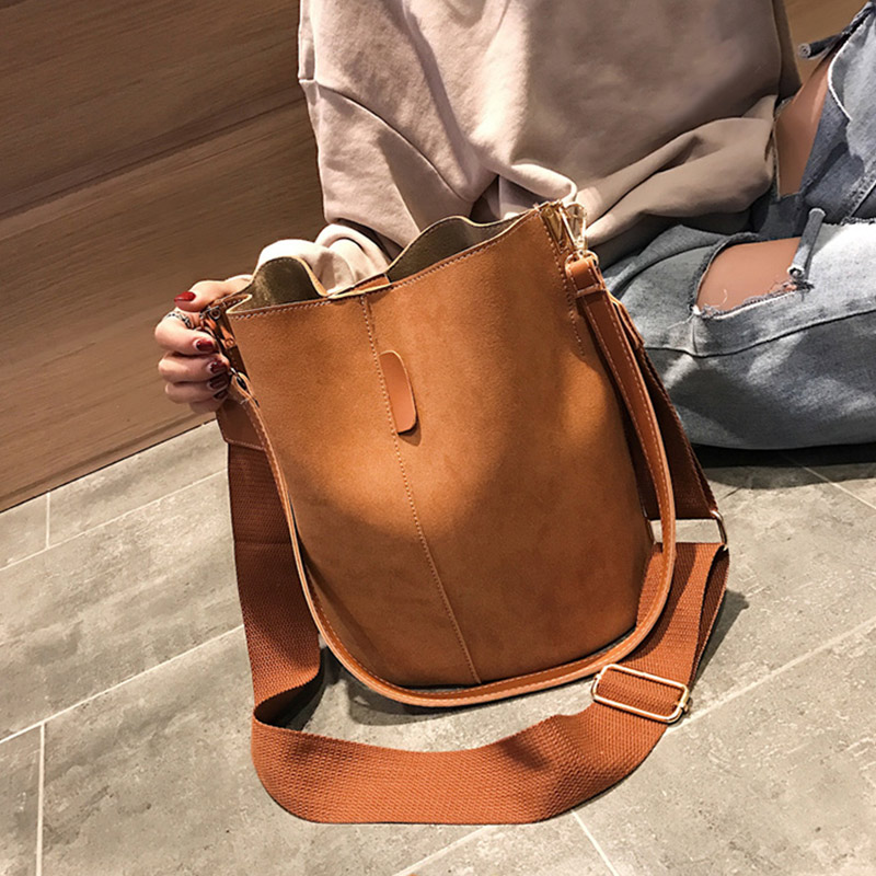 Retro nubuck dames leren handtassen crossbody bucket bags voor dames grote capaciteit vintage schoudertas torebki damskie