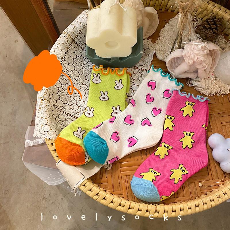 3 Paren/partij Meisjes Sokken Lente Bloem Fruit Animal Print Katoenen Baby Peuters Sokken Trendy Elastische Kinderen Zachte Prinses Sokken