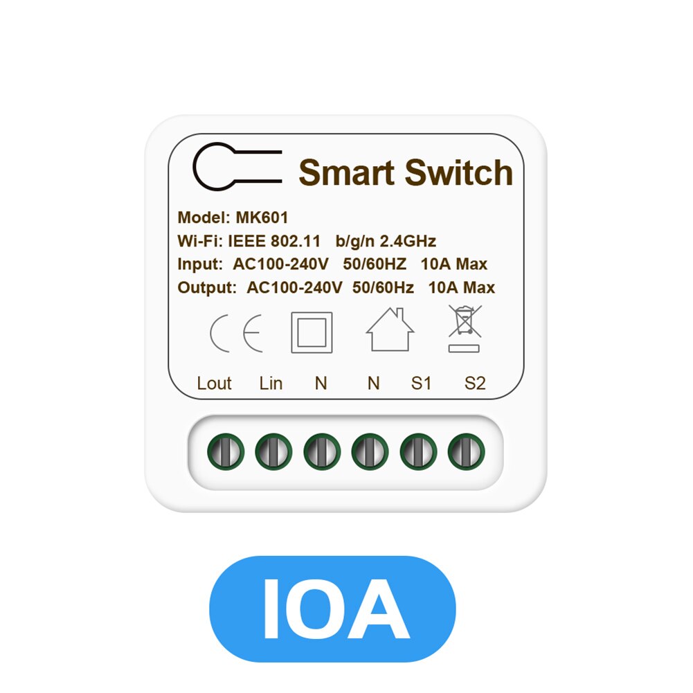 Tuya 16A Mini Wifi Smart Switch Module 2-way Control Timer Wireless DIY Switch Smart Home Automation Work with Alexa Google Home: 10A