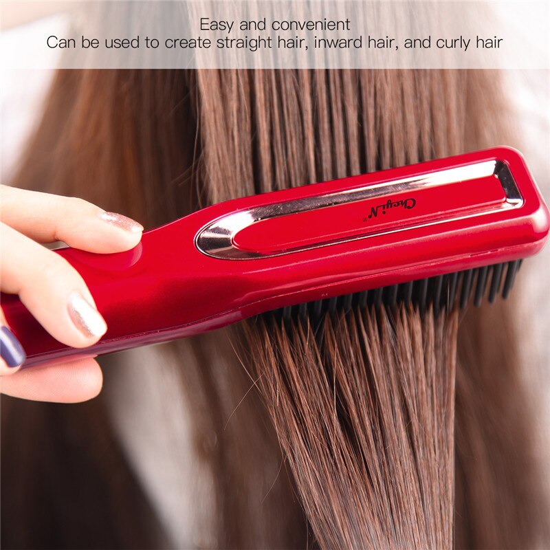 Cordless Hair Straightening Comb 3 Temperatures Hair Straightener USB Rechargeable Hair Straightening Iron Brush