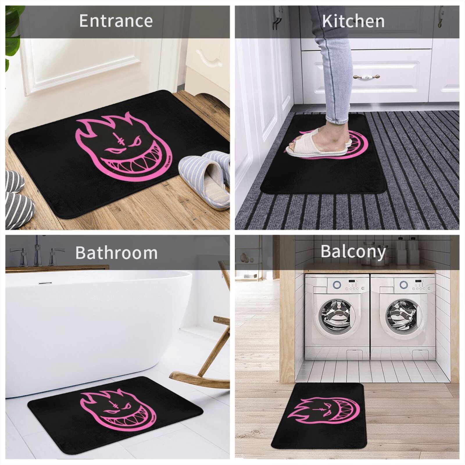 Tapis Spitfire X Deathwish rose, coussin doux, roues Spitfire, skateboard