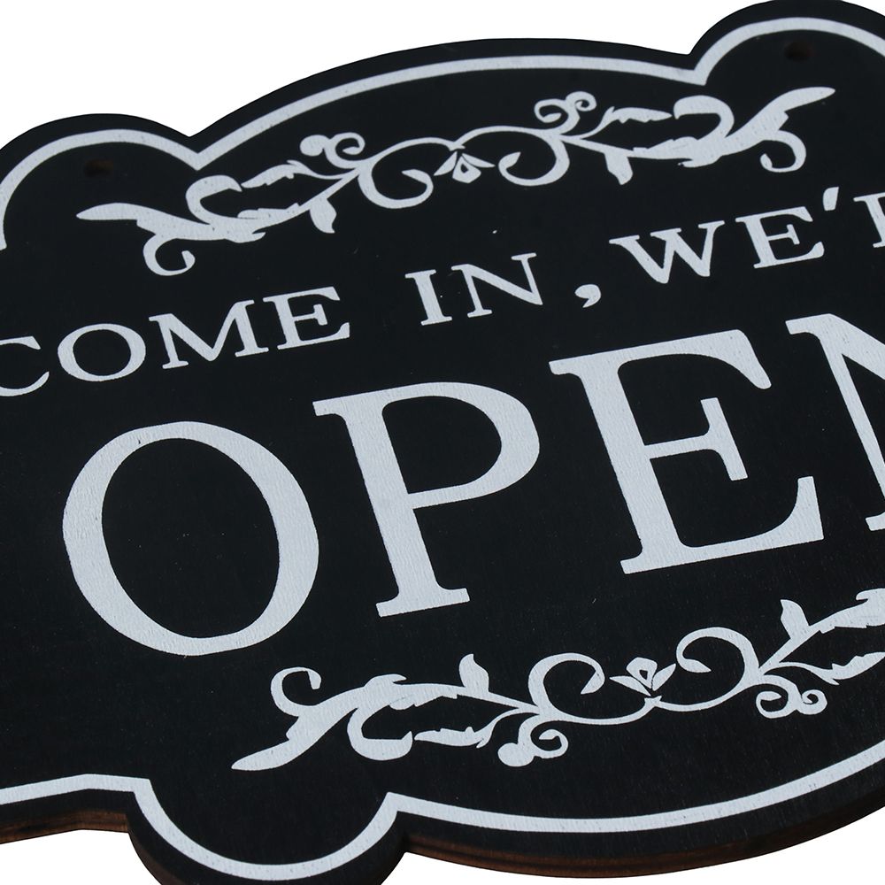 Åpent og lukket forretningsskilt dobbeltsidige tre åpne hengende skilt for restaurant klubb kafé hotell bar butikk