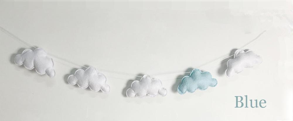 INS feutré nuage guirlande décoration murale suspendue, ornements nordiques, rideau de lit de bébé, décoration suspendue, tentes de chambre d&#39;enfants, décor suspendu: blue