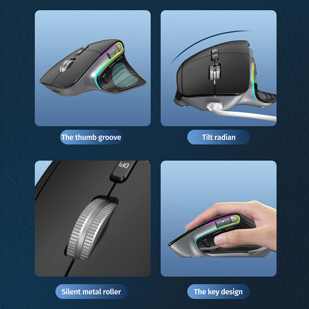 Bezprzewodowa mysz bezprzewodowa VicTsing 2.4G bezprzewodowa mysz ergonomiczna 4000 DPI dla tabletu Macbook Air Laptop Gaming Office