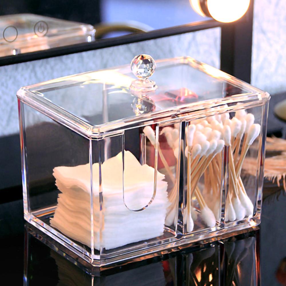 Transparent Cotton swab box Clear Acrylic Organizer Holder Makeup Pads