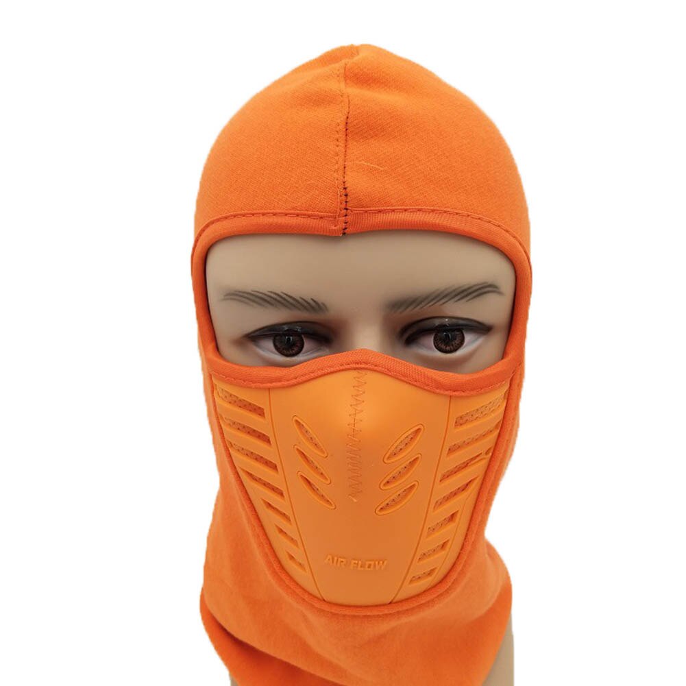 Warm Full Face Mask Cover with Breathable Mesh Silicone Panel Winter Fleece Neck for Adults QP2: Orange
