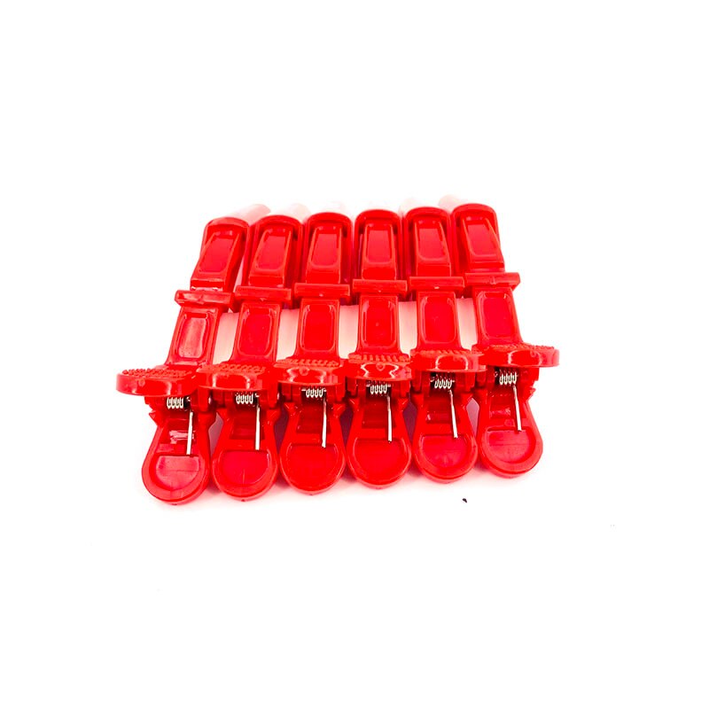 6 Stks/partij Plastic Haar Clip Kappers Klemmen Klauw Haar Sectie Clips Grip Snijden Barbers Voor Salon Hair Styling Accessoires: Red-6pc