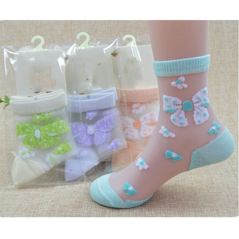 1/4 paare/los Sommer Mädchen Schöne Schmetterling Kristall Silk Socken Kinder Kinder Baby Mädchen Mesh Floral Elastische Spitze Blumen socken