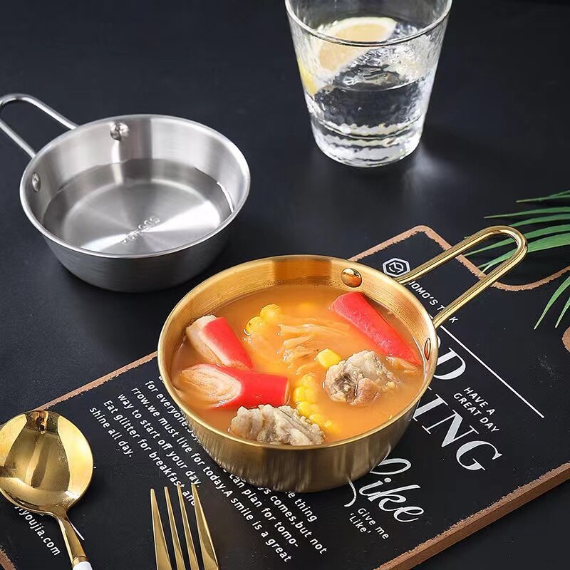 304 Stainless Steel Korean Rice Wine Bowl Rice Bowl Seasoning Cooking Kitchen Soup With Handle Ramen Pot Salad Mixing Bowl