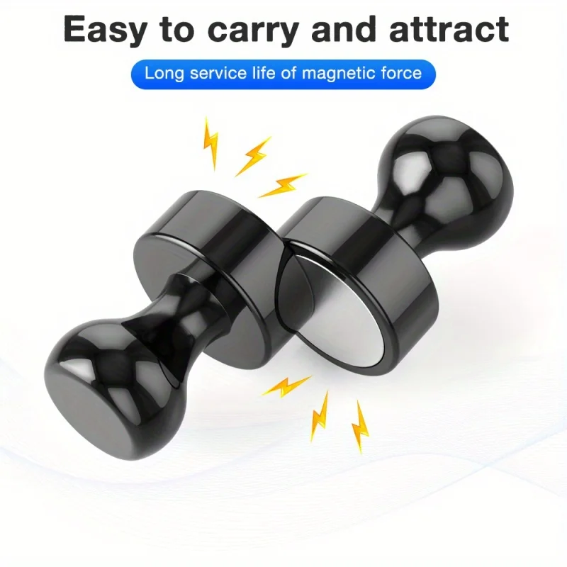 Black Neodymium Magnetic Push Pins - Strong Refrigerator & Whiteboard Magnets for Office, Kitchen & Map Use