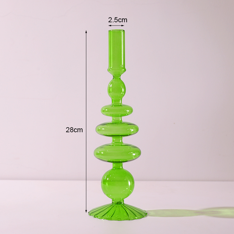 Portavelas de cristal para decoración de boda, candelabro de Color hecho a mano, florero, centro de mesa, decoración nórdica Vintage para el hogar