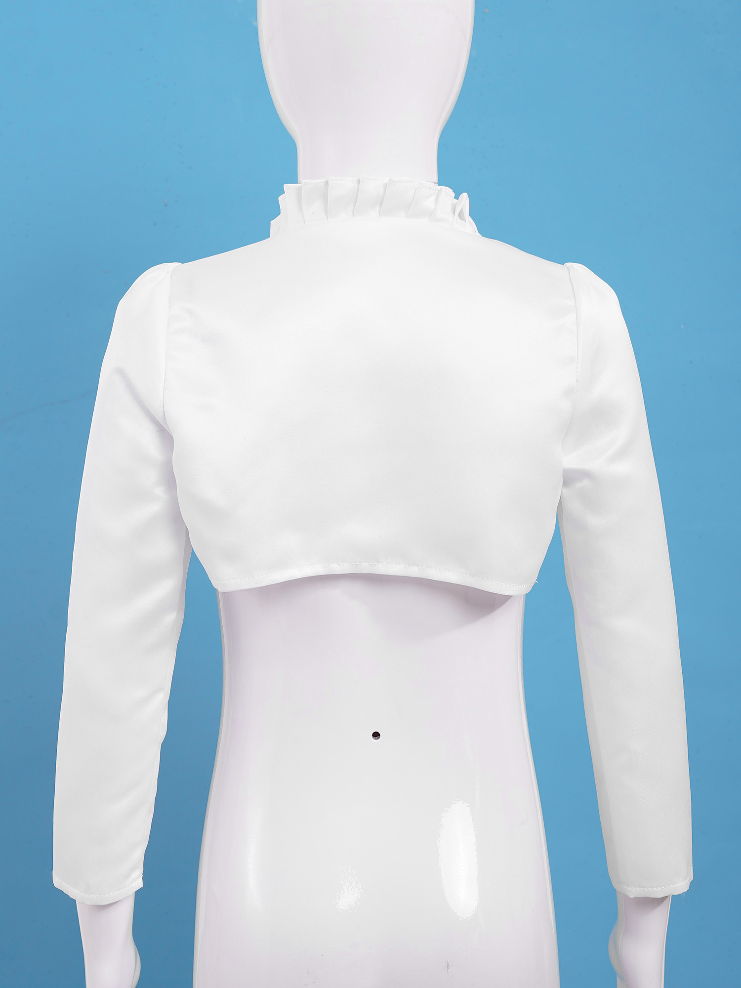 Kids Meisjes Satijnen Bolero Vest Solid Lange Mouwen Open Voorzijde Ruffle Trim Korte Schouderophalen Meisjes Wedding Party Jas Uitloper