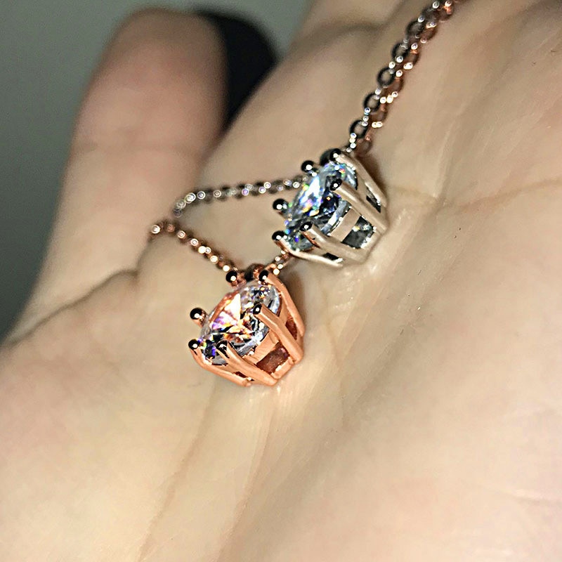 Huitan – colliers avec pendentif Solitaire à Six broches pour femmes, Simple et classique, couleur argent/or Rose, brillant, CZ, d'anniversaire, bijoux