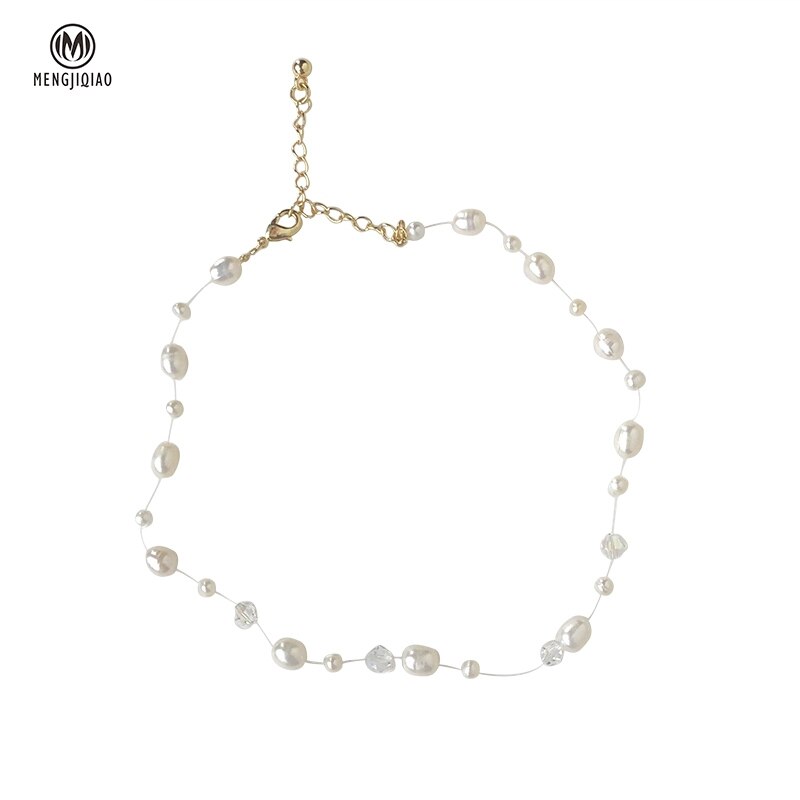 Mengjiqiao Japan Baroco Stijl Vintage Zoetwater Parel Choker Ketting Voor Vrouwen Meisjes Elegante Kristal Collares Sieraden Kolye