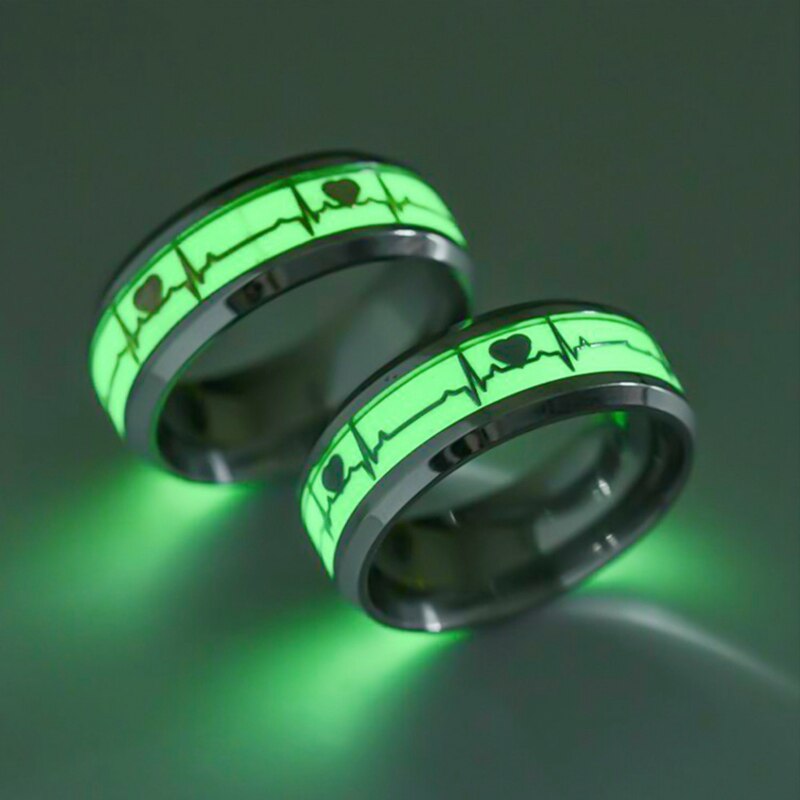 1Pc Herz bilden Leucht Ring glühend in dunkel Paar Ringe Für Freunde Edelstahl Schmuck