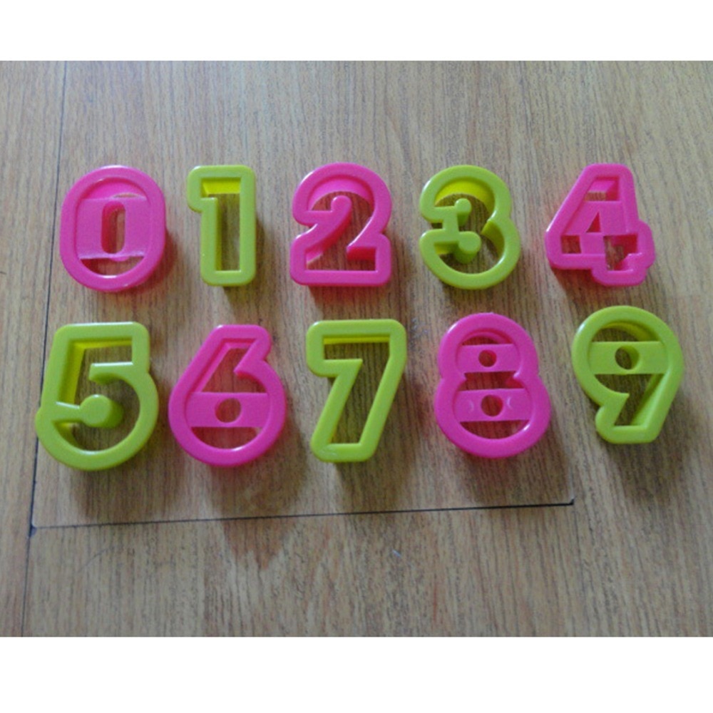 10 Pc Alfabet Nummer Lettertype Plastic Cookie Cutter Fondant Tool Bakken Cakevorm Decorating Druk Tool