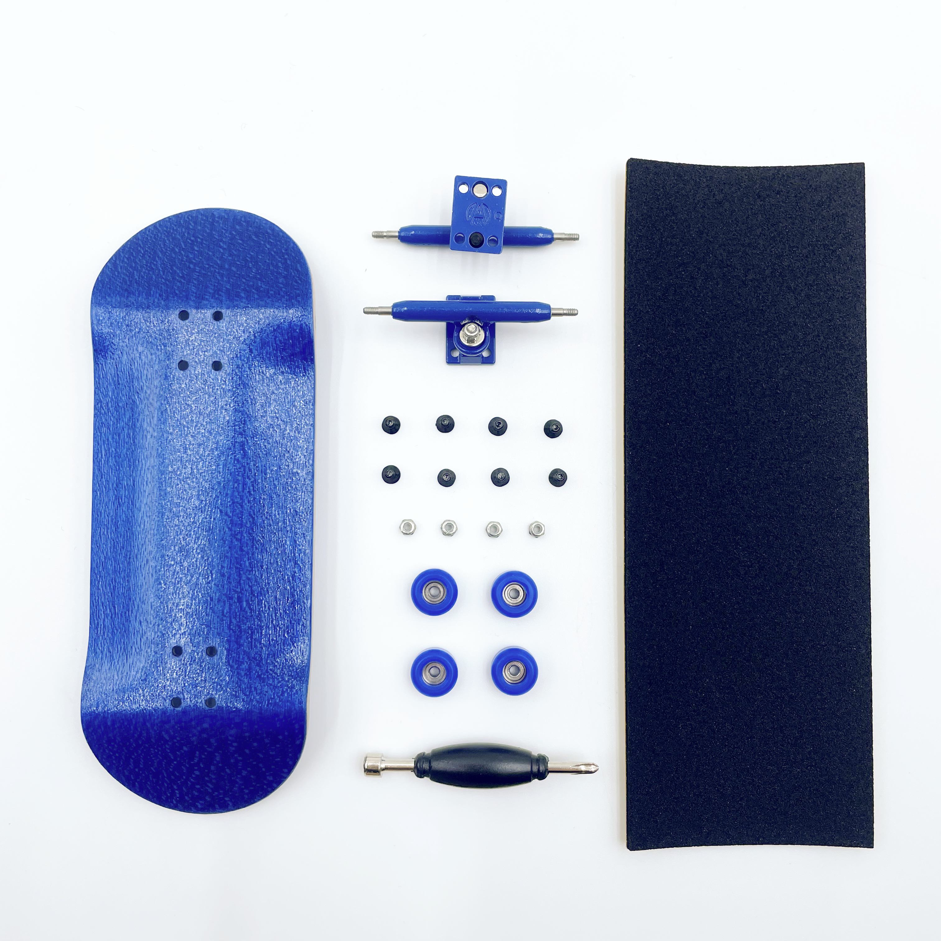 34mm Complete Fingerboard Handmade Deck Single Axle Truck CNC Bearing Wheels: Blue