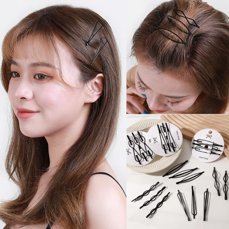 Épingles à cheveux noires épingles à cheveux BB poignée de cheveux pour femmes filles Barrettes invisibles en métal coiffure coréenne pinces à cheveux accessoires