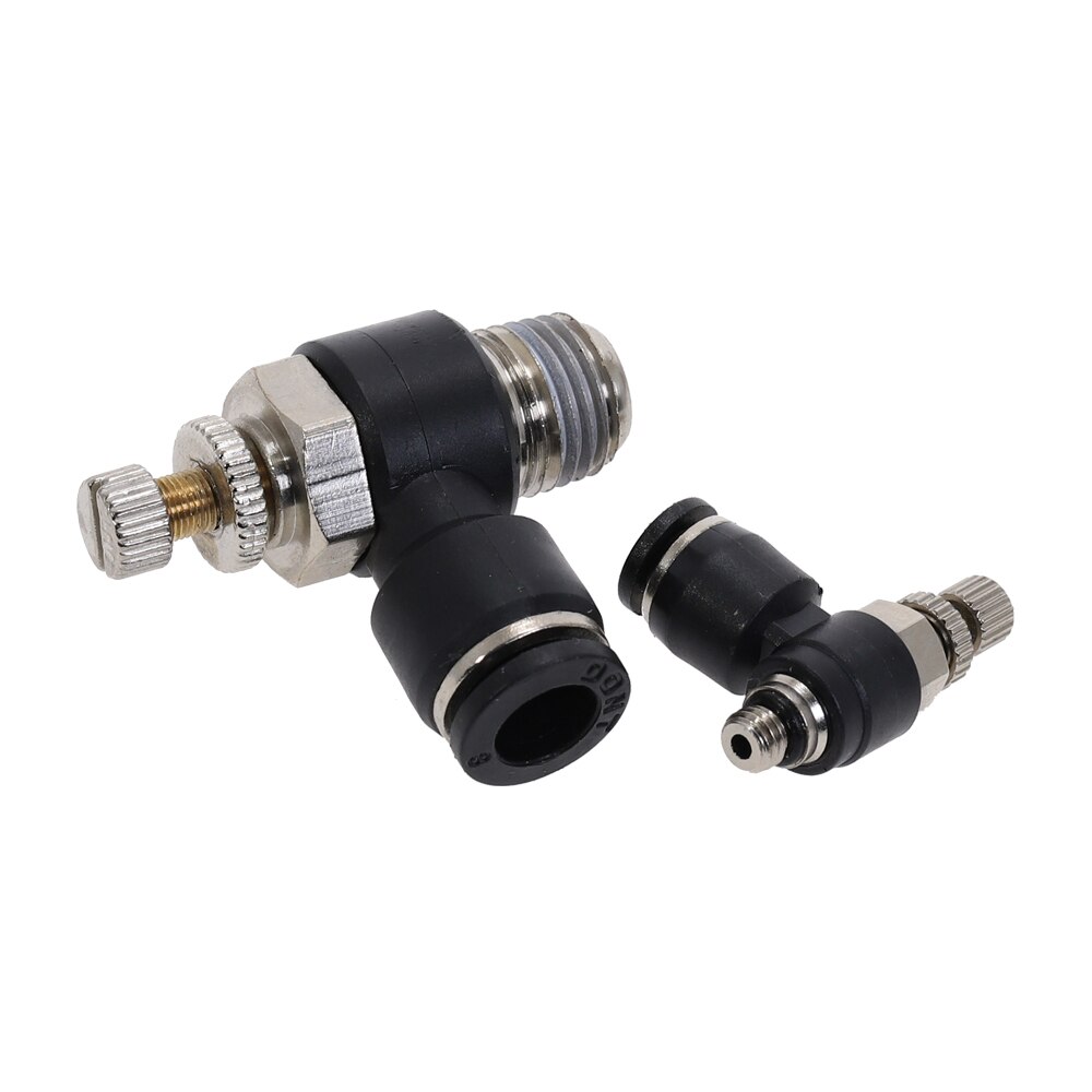 Throttle Valve L Type Quickly Inserted Pneumatic Joint Fittings SL4 6 8 10 12MM-(M5" 1/8" 1/4" 3/8" 1/2") Black