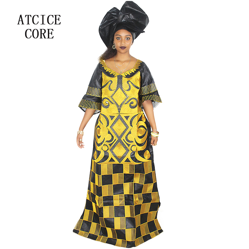 Afrikansk kjole dashiki broderi lang kjole bazin for meget lang  a023-1#