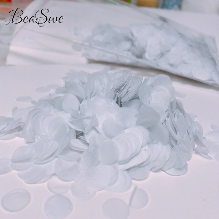 25 GM 1cm Papel negro confeti Amarillo Blanco redondo boda cumpleaños decoración despedida de soltero filer Mesa evento suministros: Blanco