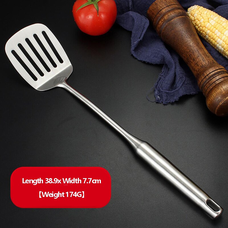 1Pc Kitchen Cooking Tools-Stainless Steel Spatula Soup Spoon Large Colander Scooped Hollow Handle Cooking Shovel Kitchen Cooking: Frying Shovel