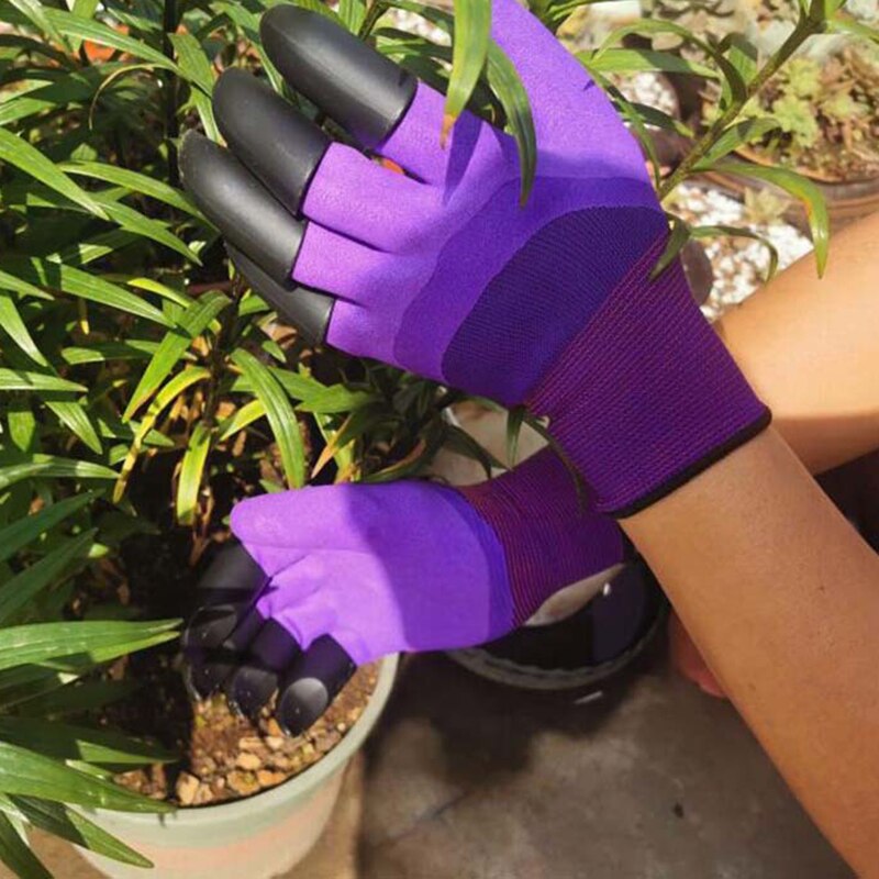 Guantes de jardinería protectores para plantar flores y plantas, impermeables, resistentes al desgaste, gruesos, para cepillar el suelo, transpirables: purple claws