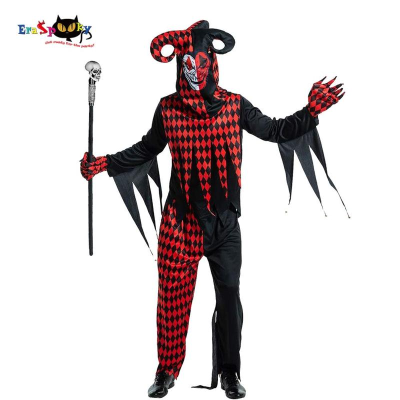 Homens horror balck palhaço traje cosplay adulto assustador gótico assassino circo festa de halloween roupa carnaval páscoa purim fantasia vestido