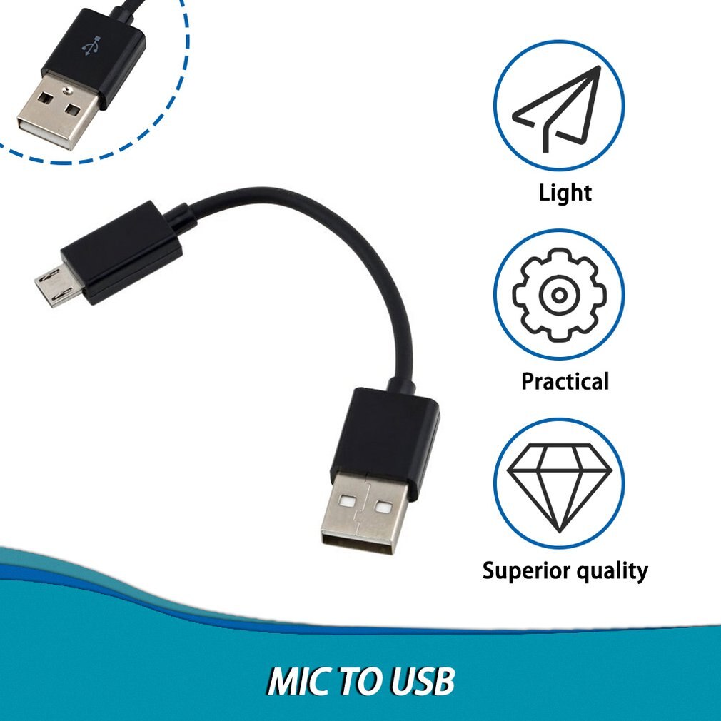 10Cm Usb 2.0 A Naar Micro B Data Sync Charge Cable Cord Voor Cellphone Pc Laptop Male Naar mannelijke Kabel Universele