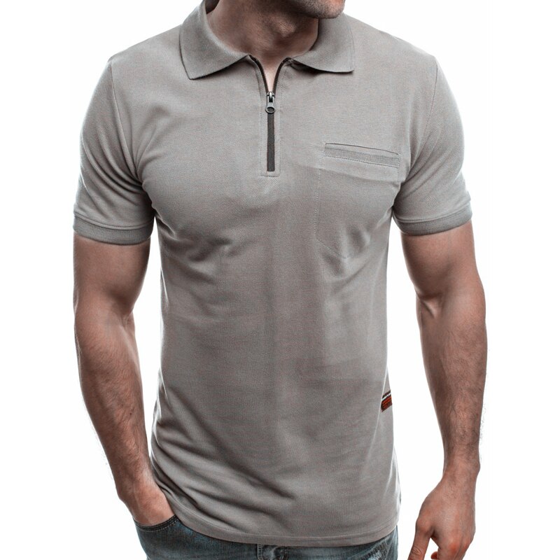 Zomer business casual heren poloshirt effen korte mouwen heren poloshirts streetwear heren top t-shirts: Grijs / Xxl