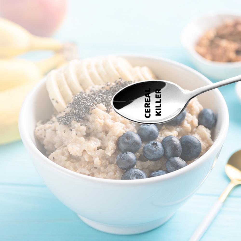 Stainless Steel Spoon Letter Engraved Fruit Family Dinner Supplies Family Dinner Supplies
