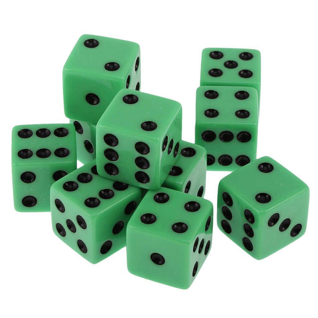 10 pz/pacco nuova resina dadi rosso 16mm punto nero angoli quadrati cubi di alta qualità Boutique gioco dadi: green