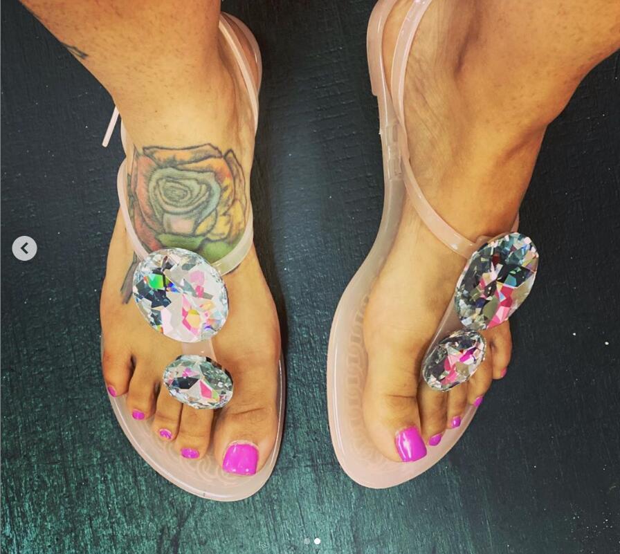 Lager Size 42 Summer Sandal Women Explosion Diamond Jelly Shoes Female Sandals Transparent Shoes Flat Beach Sandal: Pink / 7