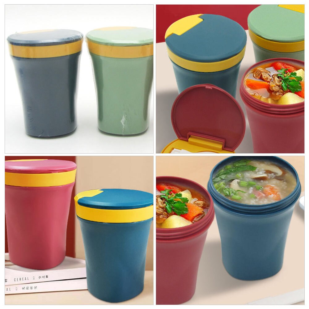 450ML Microwaveable Soup Cup Soup Container with Lid Spoon for Friends Family