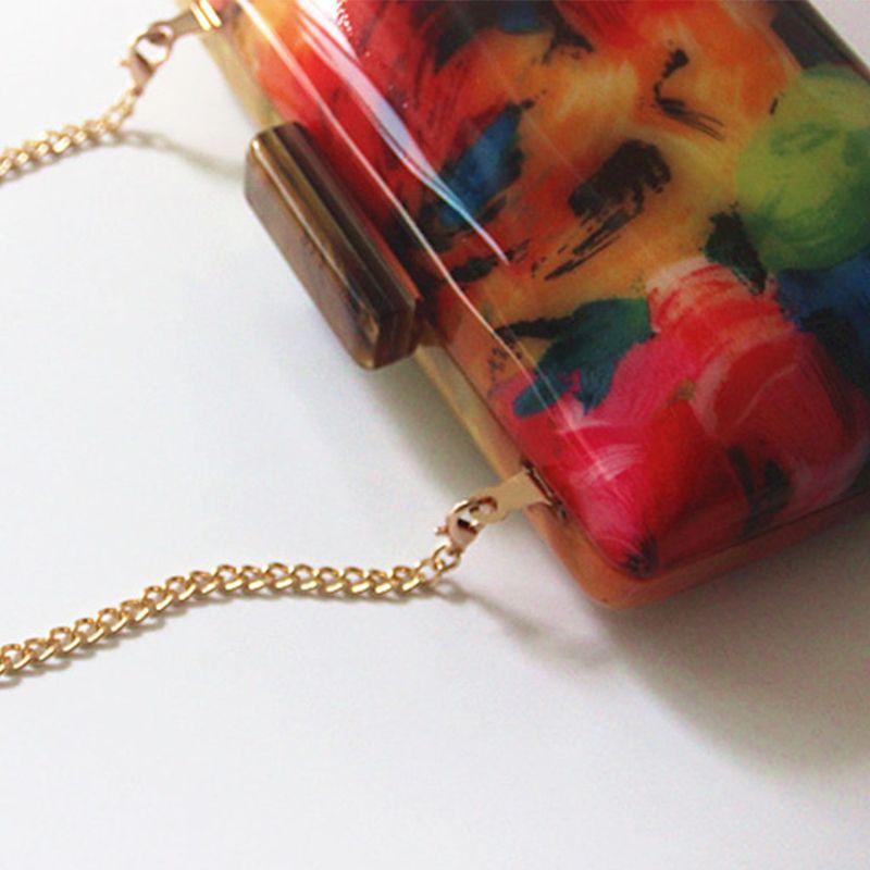 Frauen Acryl Blume drucken Abend Tasche Party Geldbörse Abendessen Kupplung Braut Handtasche