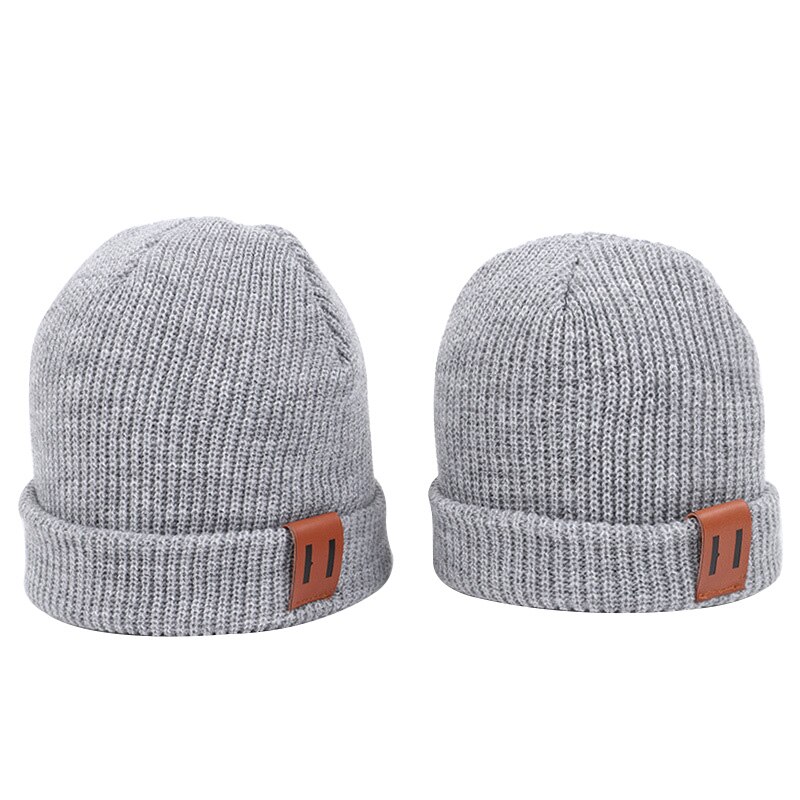 2PCS/LOT Mom Baby Hat for Boy Girl Knit Hat 8 Colors Solid Color Kids Beanie Cap for Adult Children Family Matching Caps