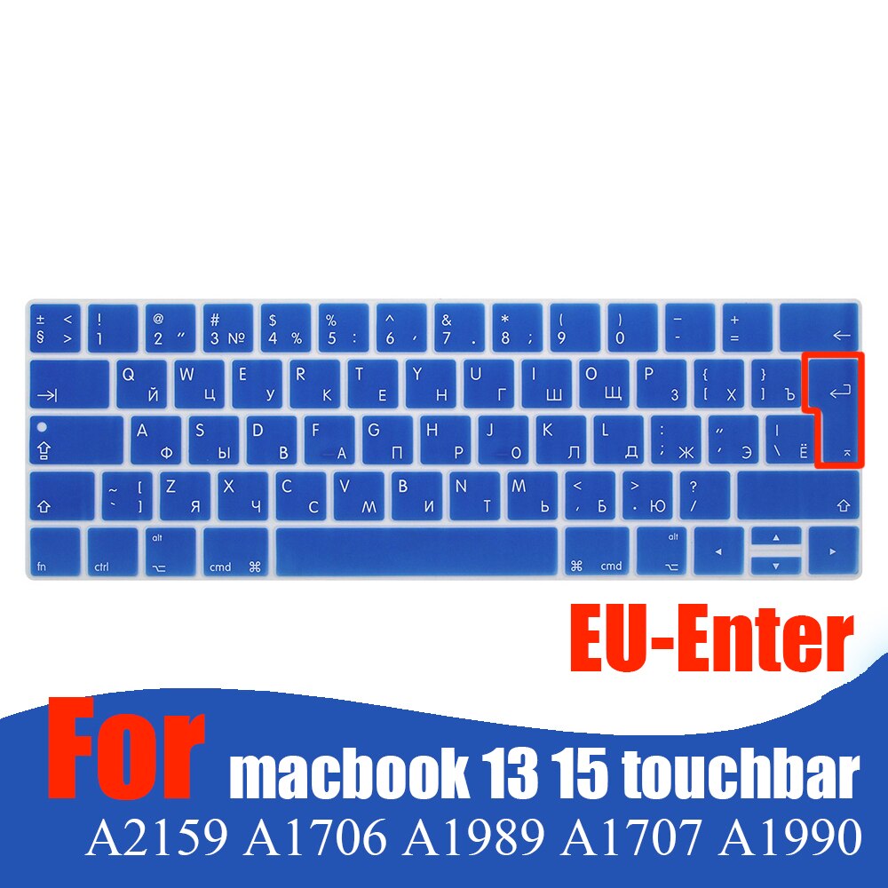 Für Macbook Profi13 15 touchbar tastatur abdeckung Russischen Laptop tastatur schutzhülle Film haut tastatur fallen A2159 A1707A1989A1990: EU dunkel Blau