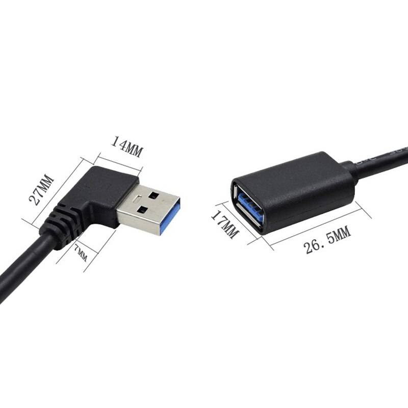 USB 3.0 Extension Cable Data Line 90 Degree Angle High Speed Portable for Home Office Business Data Line Cable Accessories