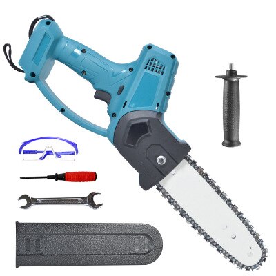 8 inch 1080W Electric Pruning Saw Chainsaw Wood Cutters Bracket Brushless Motor Garden Logging For Makita 18V Battery: Blue