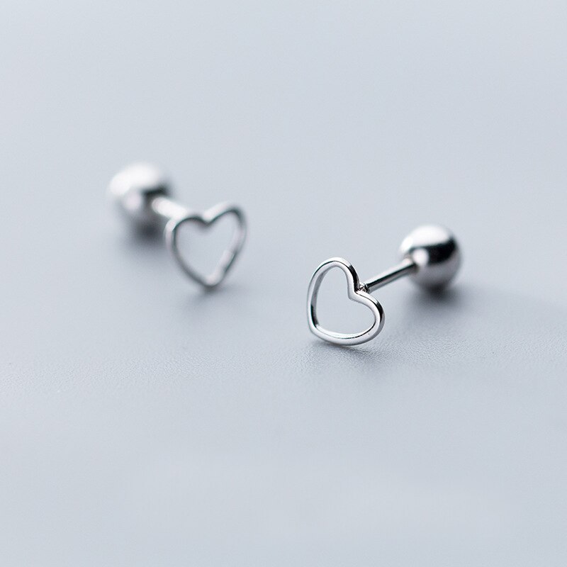 Pendientes MloveAcc auténticos de Plata de Ley 925 con forma de corazón para mujer, joyería de para el Día de San Valentín: Silver Color