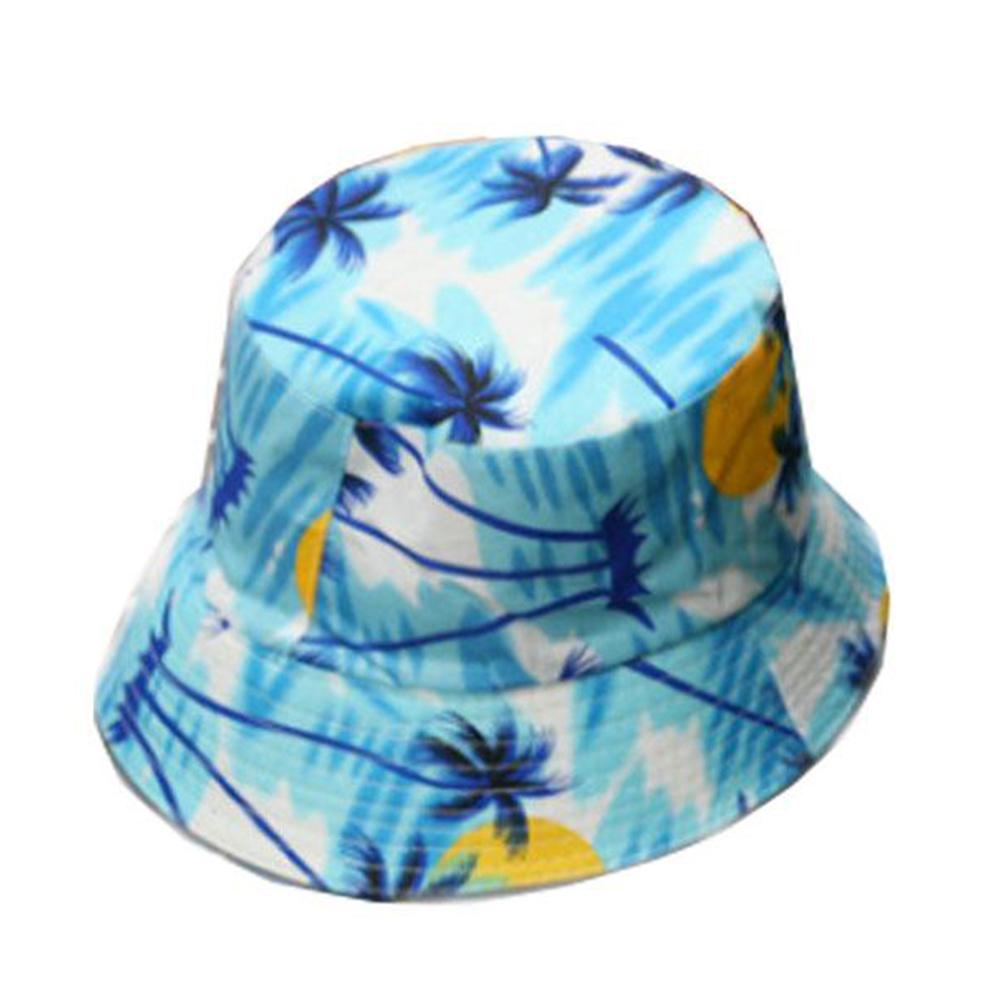 sombrero con forma de cubo de Panamá para hombre y mujer, gorra con forma de cubo de verano, Color sólido, árbol de coco, sombrero con estampado plano, sombrero Bob, sombrero de pescador pescando de Hip Hop
