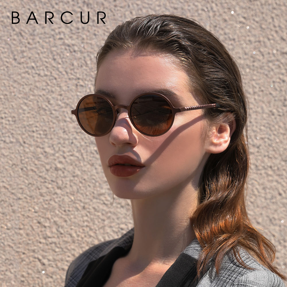 BARCUR Black Goggle Male Round Sunglasses Luxury Brand Men Glasses Retro Vintage Women Sun Glasses UV400 Eyewear