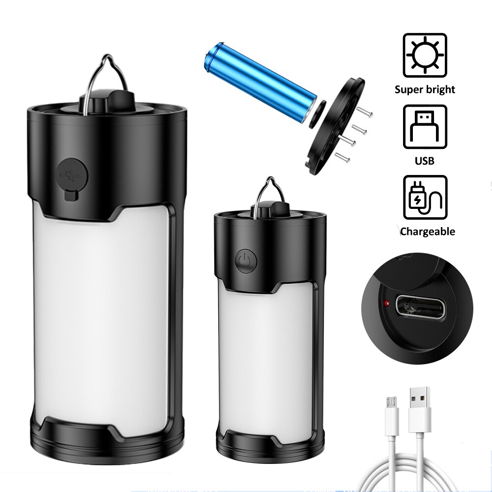 LED Camping Lantern Rechargeable Built-in 18650 battery Portable Tent Lamp Outdoor Waterproof Camping Emergency Light