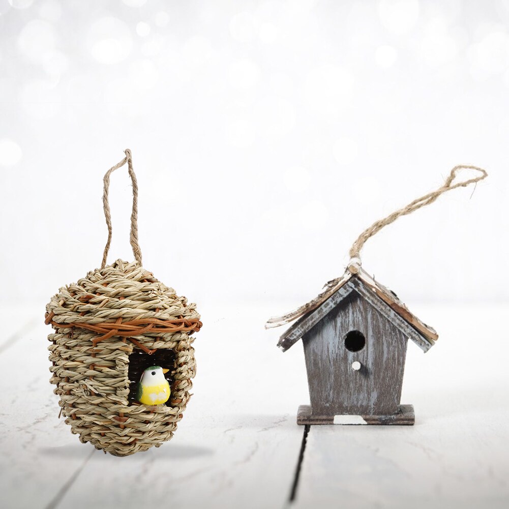 Hummingbird House Hand Woven Basket Hummingbird Houses Nest Small Bird House For Outdoor Hanging Decoration Birds Pet House