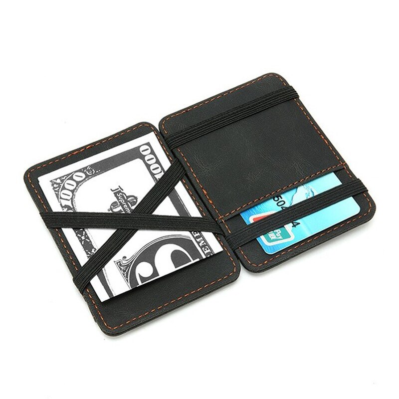 Vintage Mini Men&#39;s Crazy PU Leather Magic Wallet Small Coin Purse Credit Card Holder Slim Transparent ID Bag