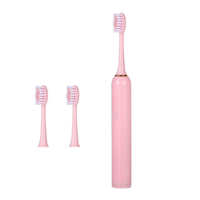 Ultrasonic Soft Bristle Electric Toothbrush Long Battery Life Sonic Tooth Brushes Home Couple Whitening Electric Toothbrush: Pink